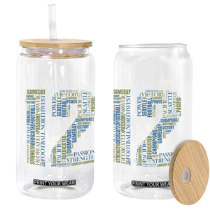 Victory And Strength Number 12 Typography Glass Can Gift For Football Lovers
