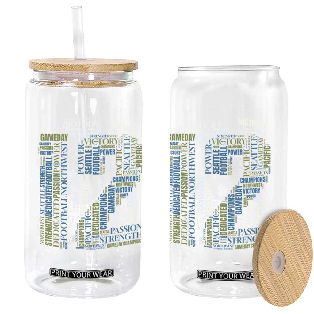 Victory And Strength Number 12 Typography Glass Can Gift For Football Lovers
