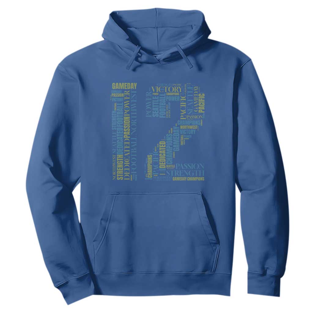 Victory And Strength Number 12 Typography Hoodie Gift For Football Lovers TS12 Royal Blue Print Your Wear