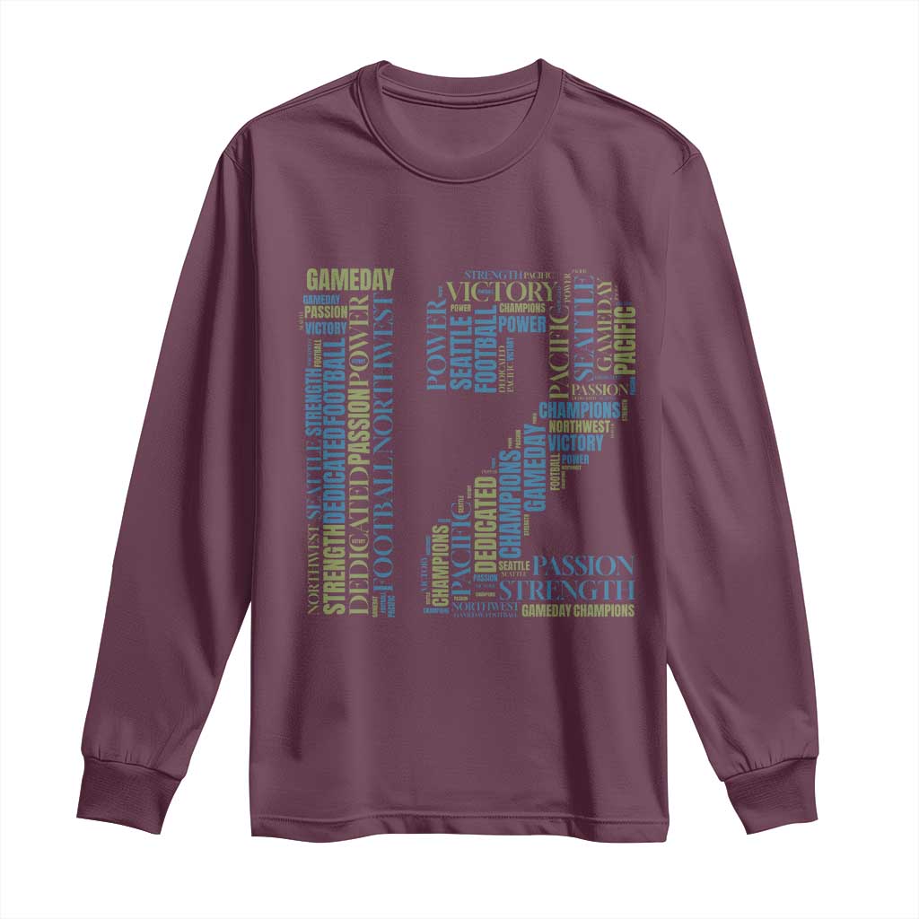 Victory And Strength Number 12 Typography Long Sleeve Shirt Gift For Football Lovers