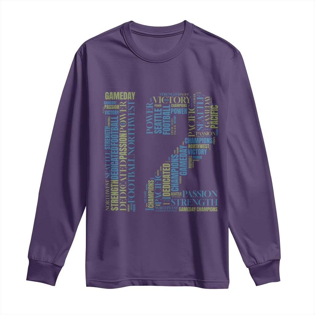 Victory And Strength Number 12 Typography Long Sleeve Shirt Gift For Football Lovers