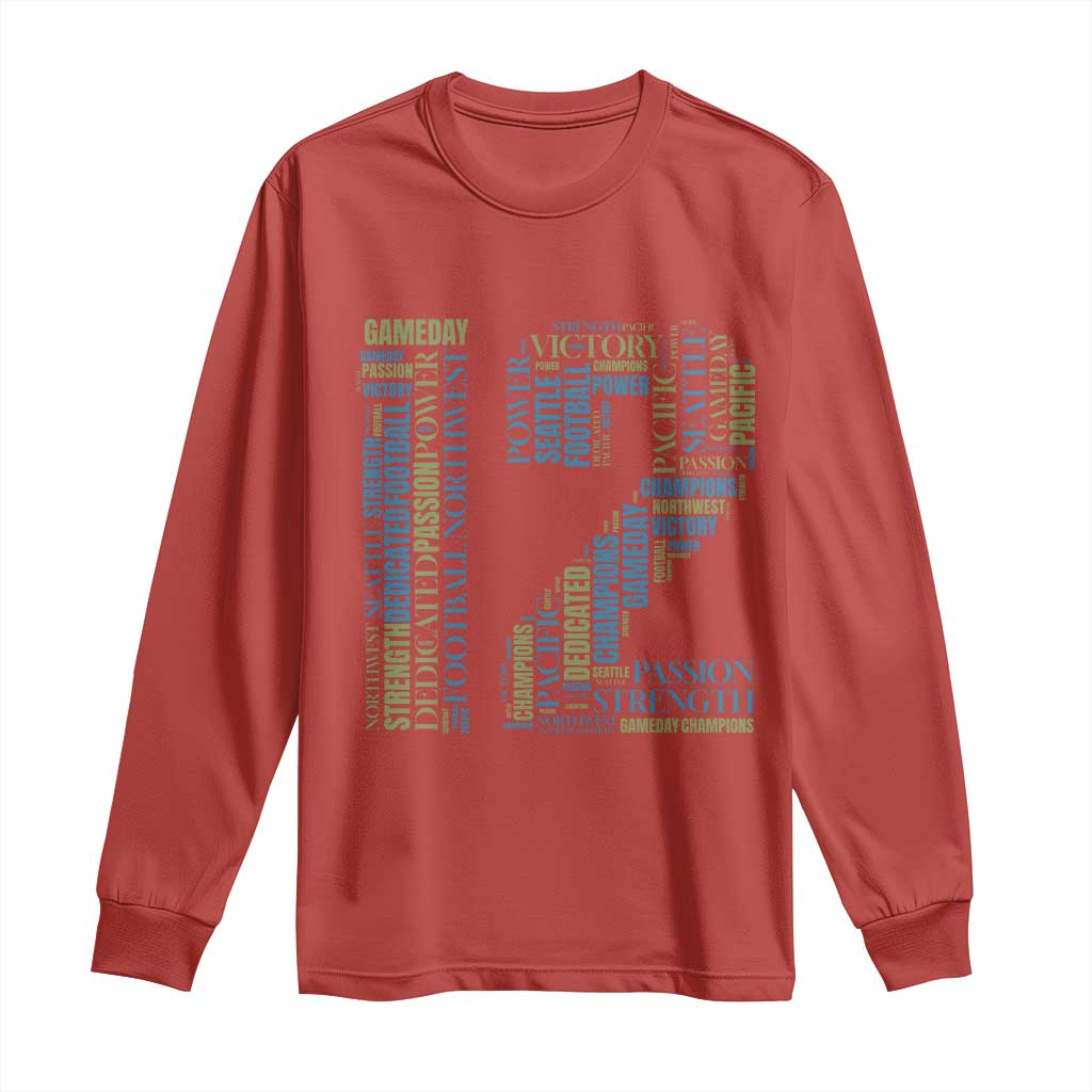 Victory And Strength Number 12 Typography Long Sleeve Shirt Gift For Football Lovers