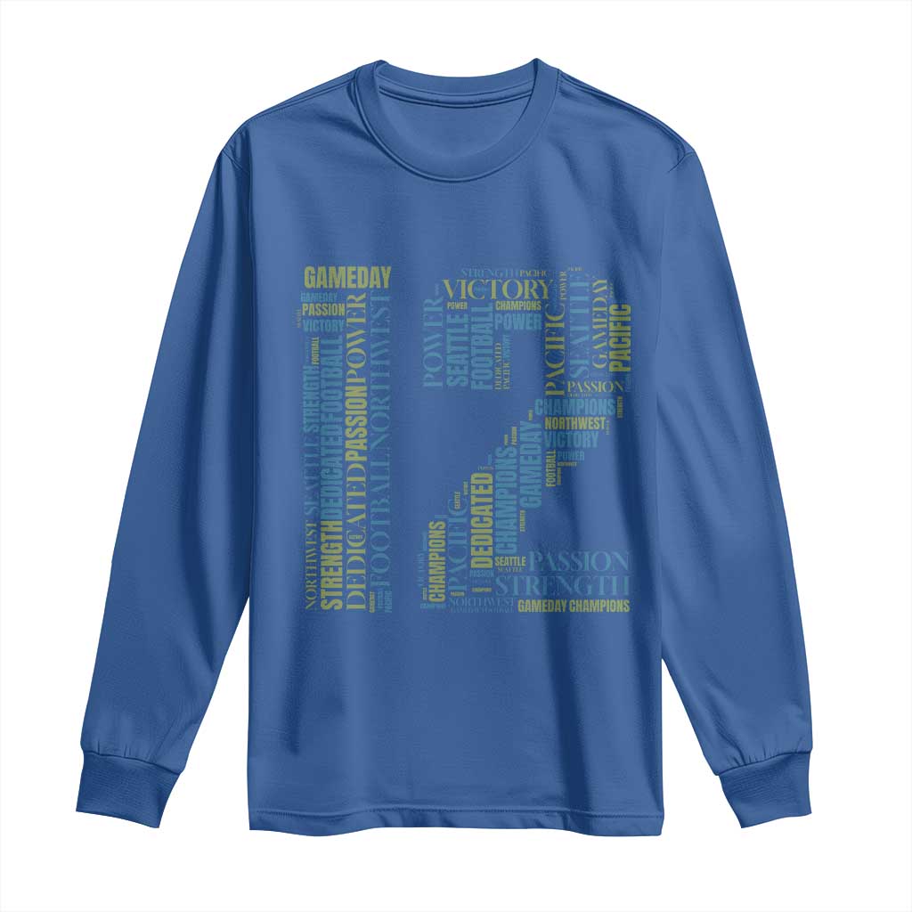 Victory And Strength Number 12 Typography Long Sleeve Shirt Gift For Football Lovers TS12 Royal Blue Print Your Wear
