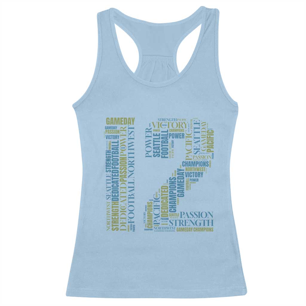 Victory And Strength Number 12 Typography Racerback Tank Top Gift For Football Lovers