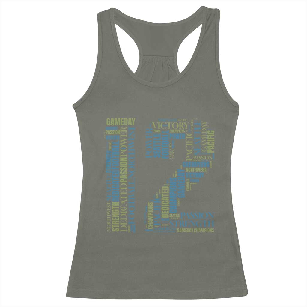 Victory And Strength Number 12 Typography Racerback Tank Top Gift For Football Lovers