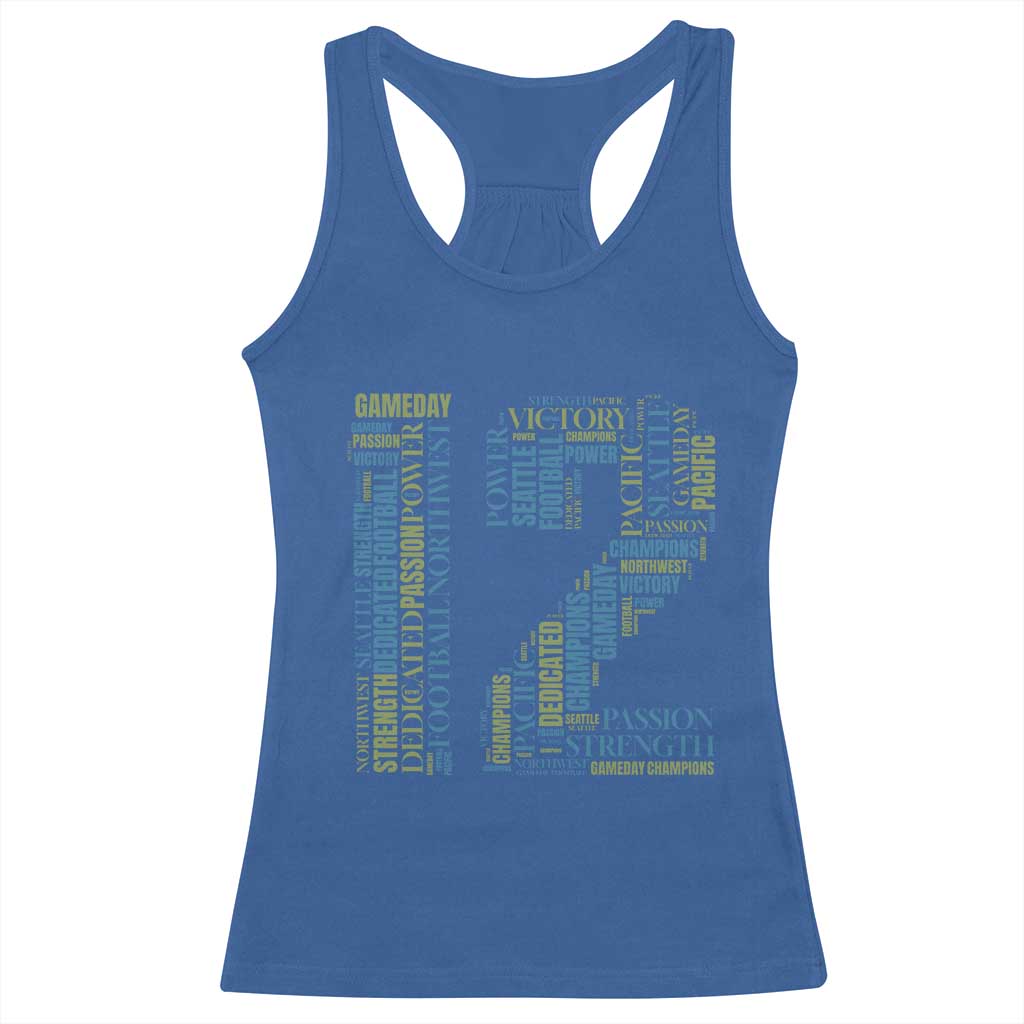 Victory And Strength Number 12 Typography Racerback Tank Top Gift For Football Lovers TS12 Royal Blue Print Your Wear