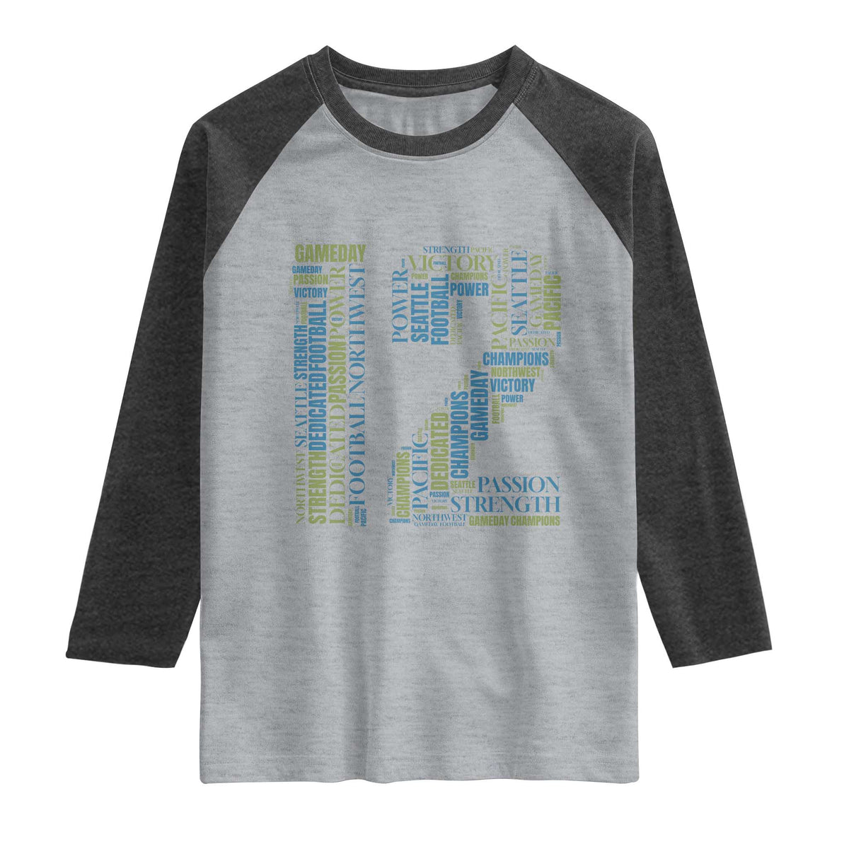 Victory And Strength Number 12 Typography Raglan Shirt Gift For Football Lovers