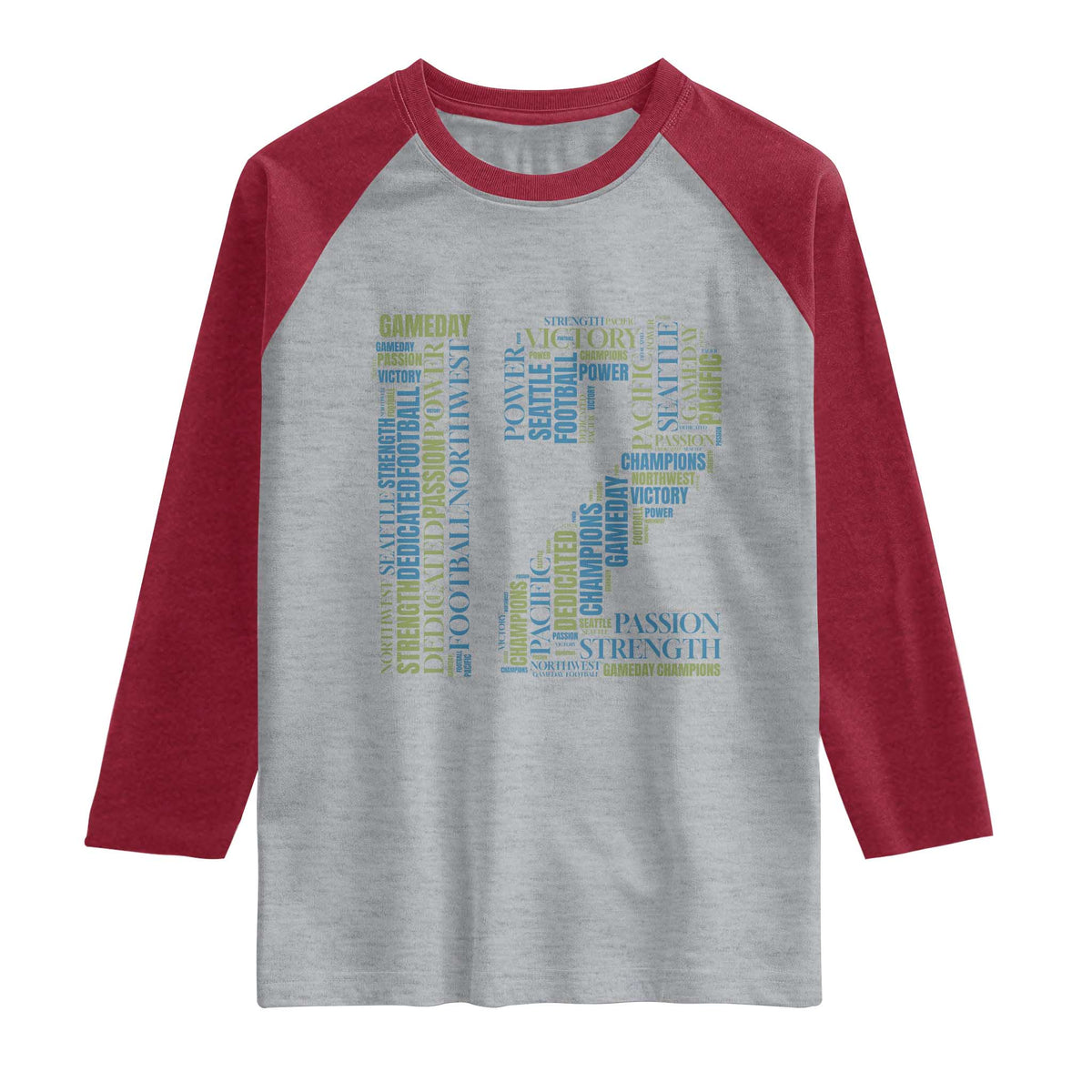 Victory And Strength Number 12 Typography Raglan Shirt Gift For Football Lovers