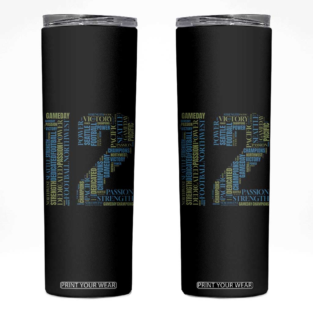 Victory And Strength Number 12 Typography Skinny Tumbler Gift For Football Lovers TS12 Black Print Your Wear