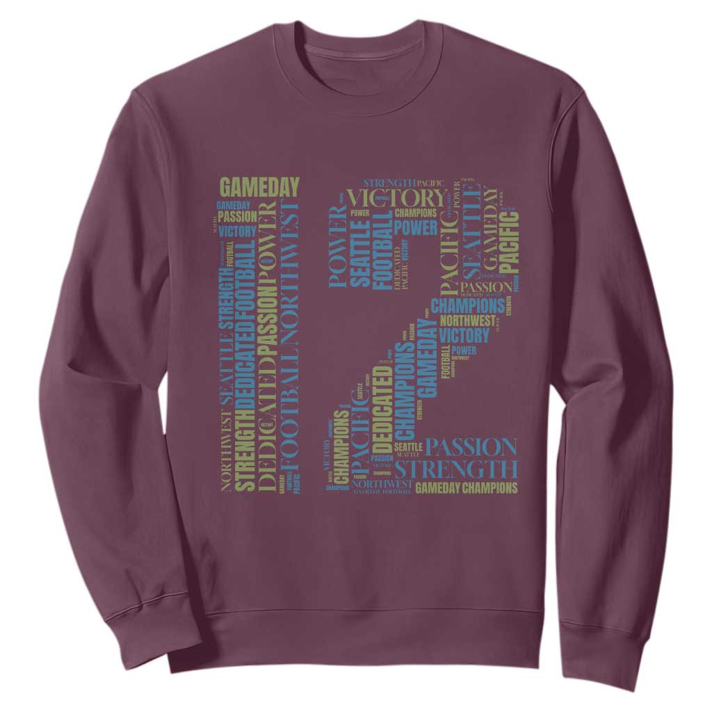 Victory And Strength Number 12 Typography Sweatshirt Gift For Football Lovers