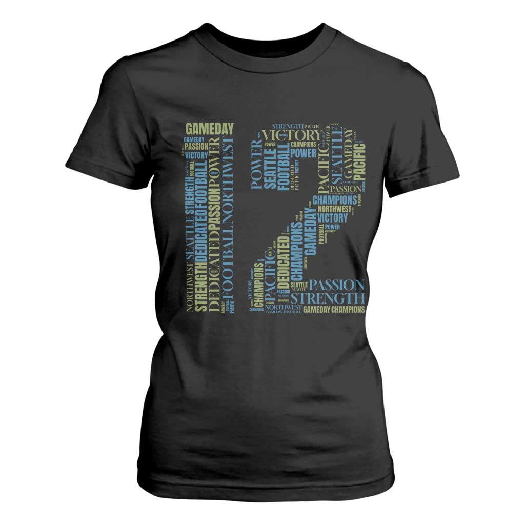 Victory And Strength Number 12 Typography T Shirt For Women Gift For Football Lovers