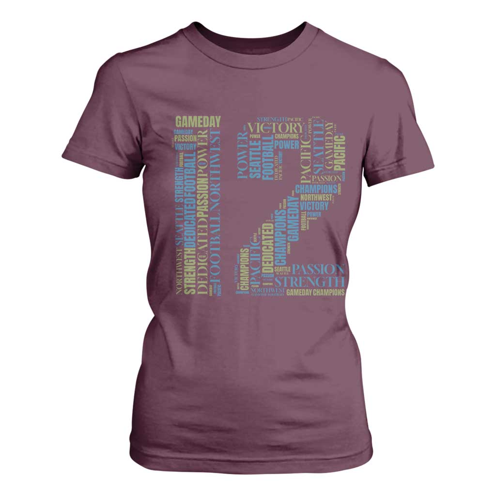 Victory And Strength Number 12 Typography T Shirt For Women Gift For Football Lovers