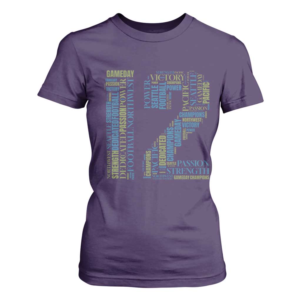 Victory And Strength Number 12 Typography T Shirt For Women Gift For Football Lovers
