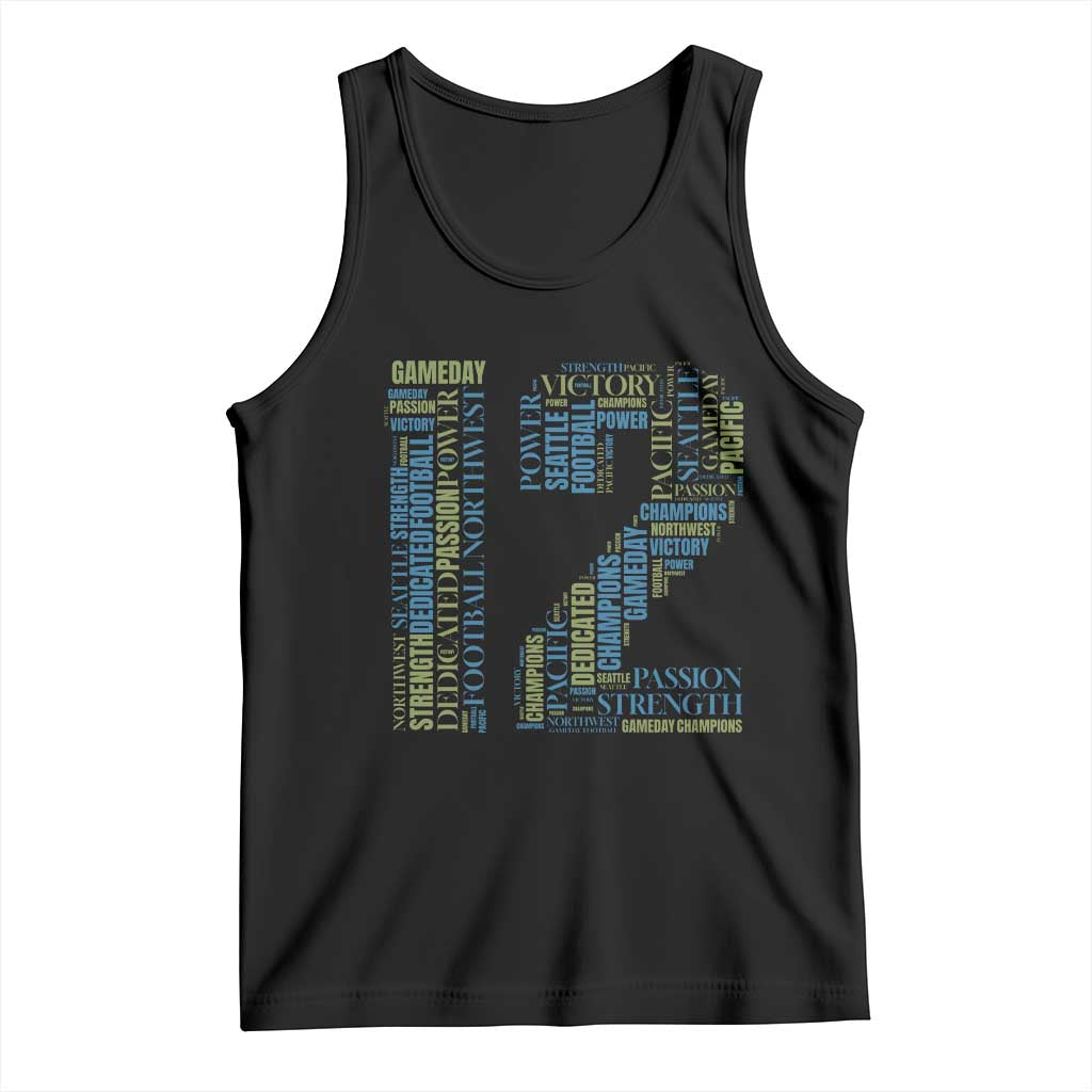 Victory And Strength Number 12 Typography Tank Top Gift For Football Lovers TS12 Black Print Your Wear