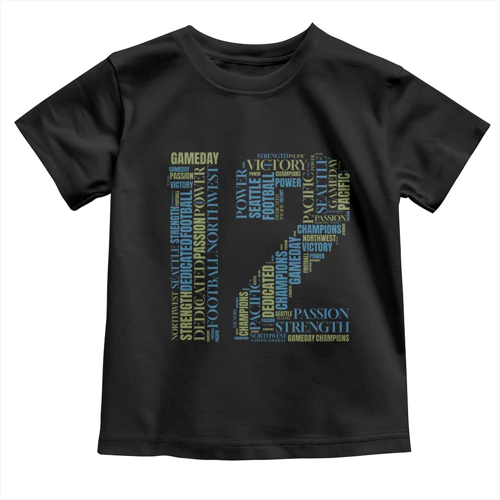 Victory And Strength Number 12 Typography Toddler T Shirt Gift For Football Lovers