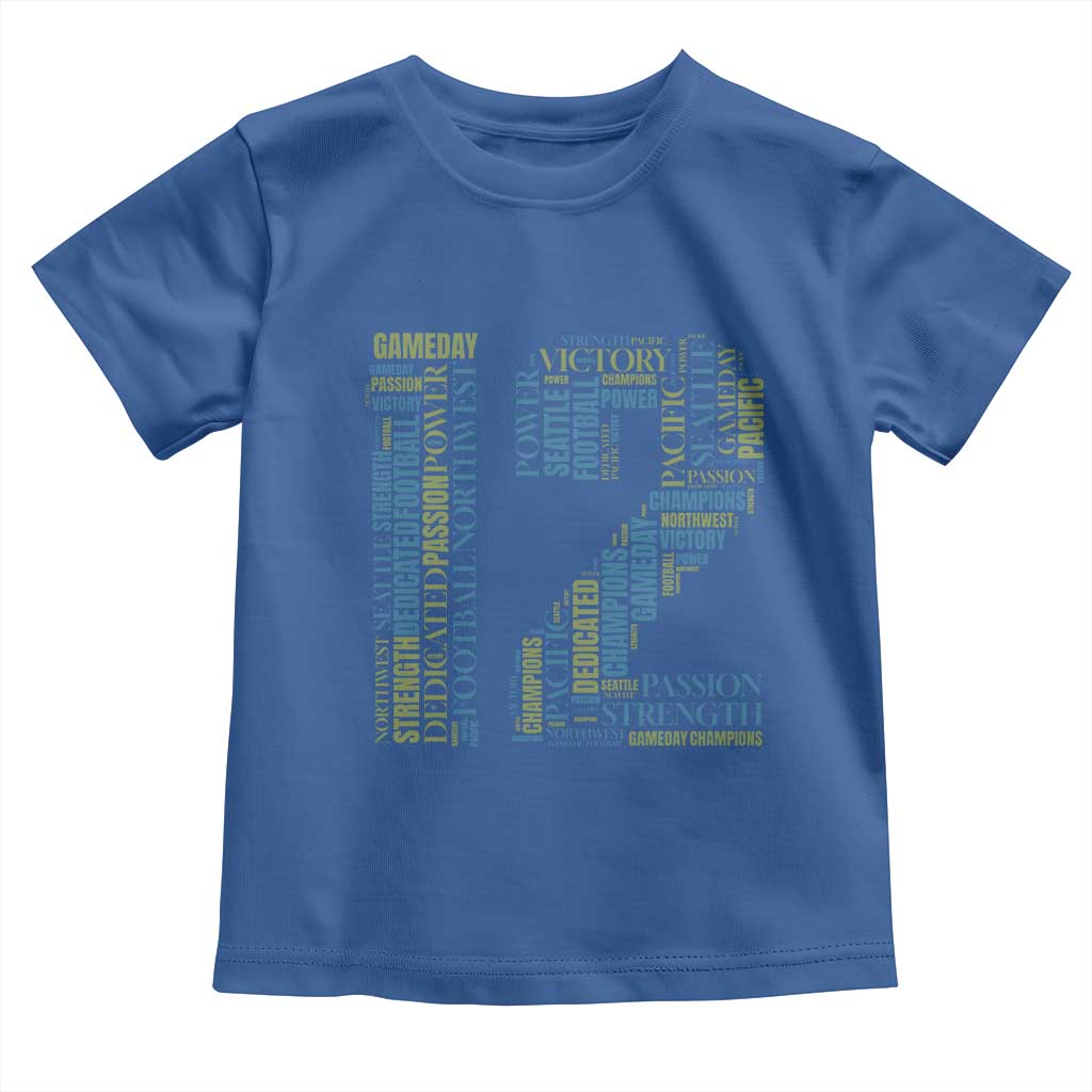Victory And Strength Number 12 Typography Toddler T Shirt Gift For Football Lovers TS12 Royal Blue Print Your Wear