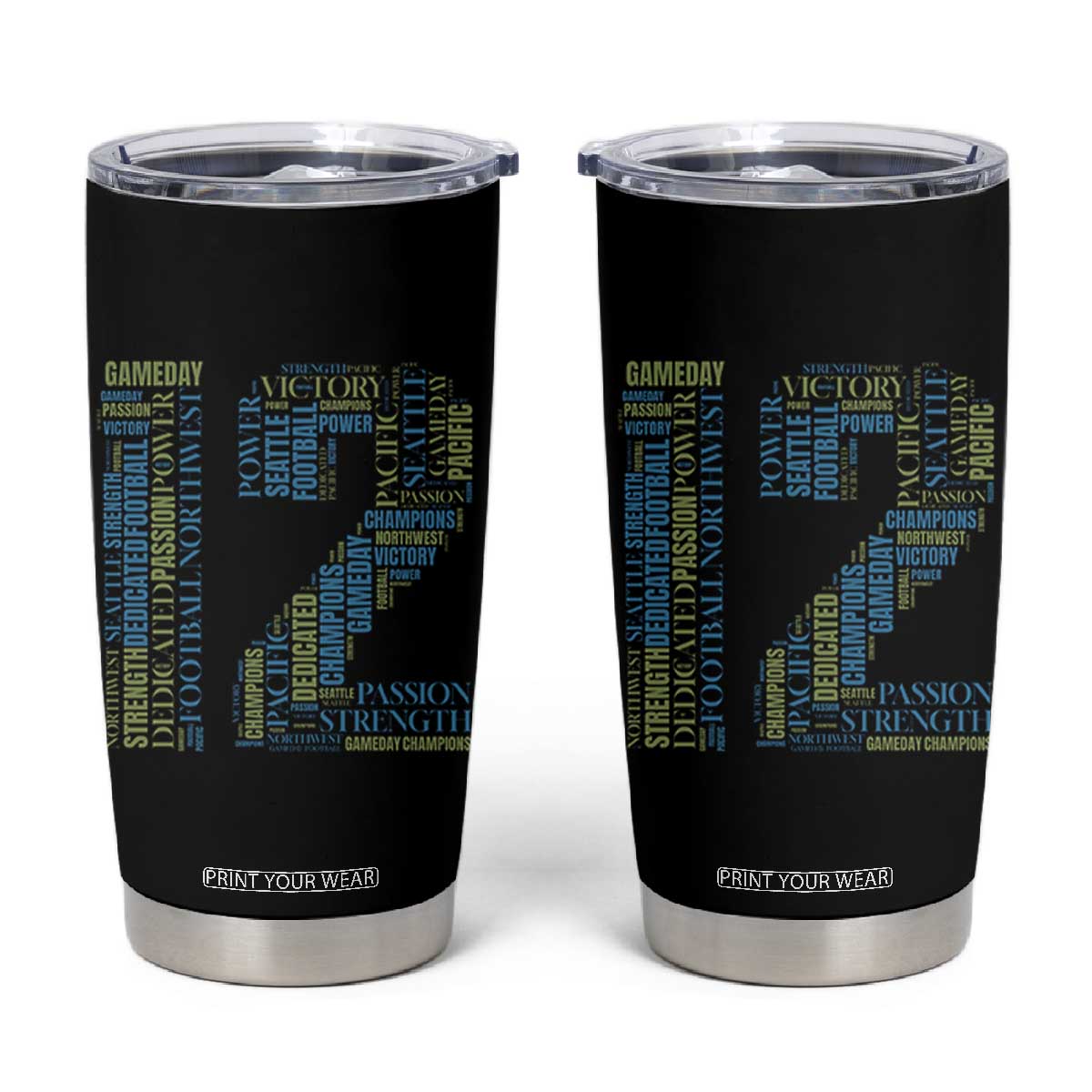 Victory And Strength Number 12 Typography Tumbler Cup Gift For Football Lovers TS12 Black Print Your Wear