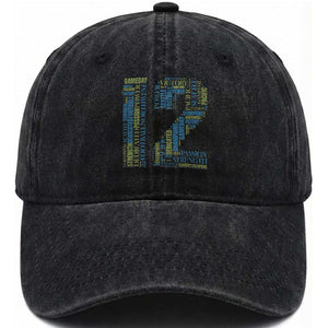 Victory And Strength Number 12 Typography Washed Cotton Baseball Cap Gift For Football Lovers