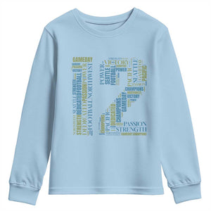 Victory And Strength Number 12 Typography Youth Sweatshirt Gift For Football Lovers