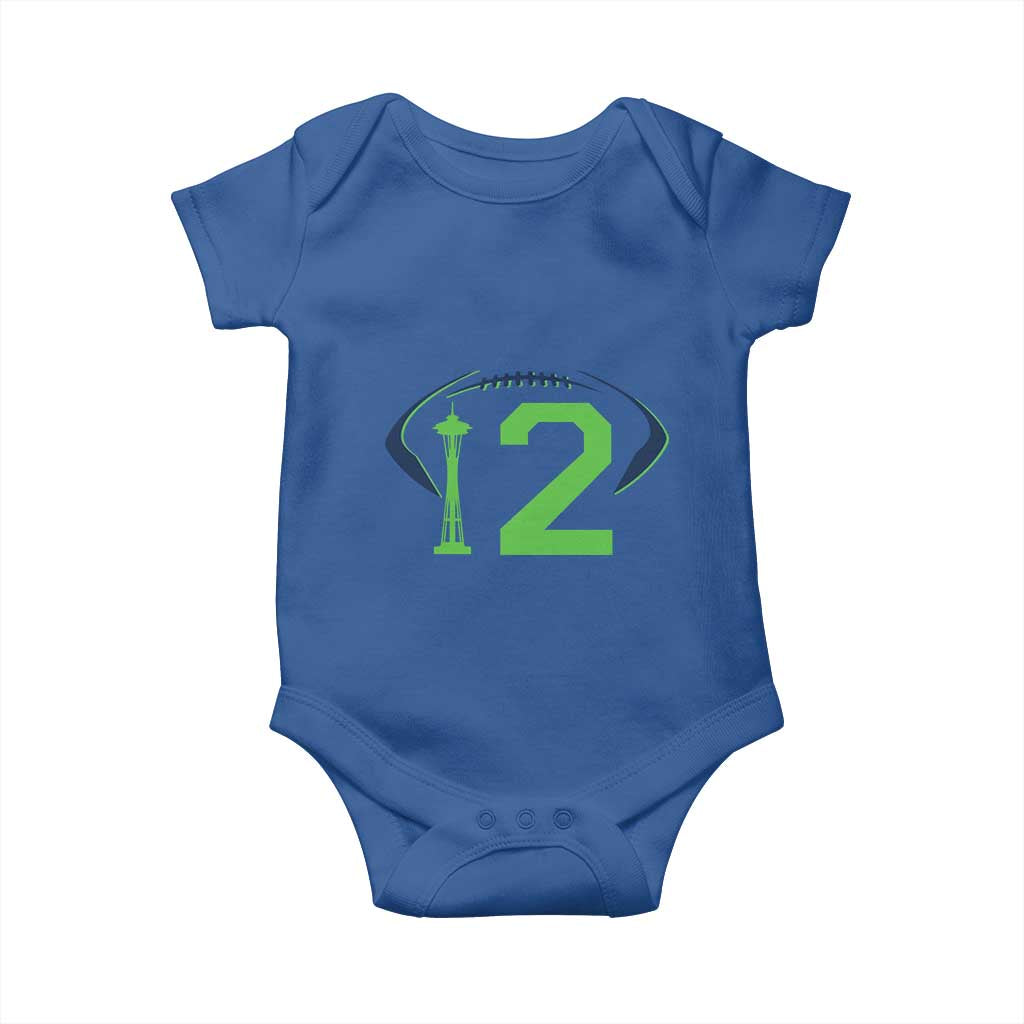 Space Needle Emerald City Number 12 Baby Onesie Sports Fan Pride TS12 Royal Blue Print Your Wear