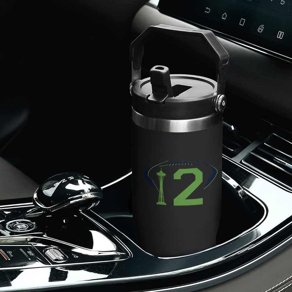 Space Needle Emerald City Number 12 Flip Straw Tumbler Sports Fan Pride