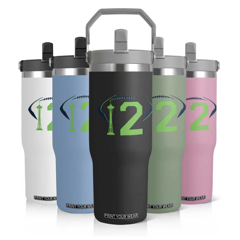 Space Needle Emerald City Number 12 Flip Straw Tumbler Sports Fan Pride