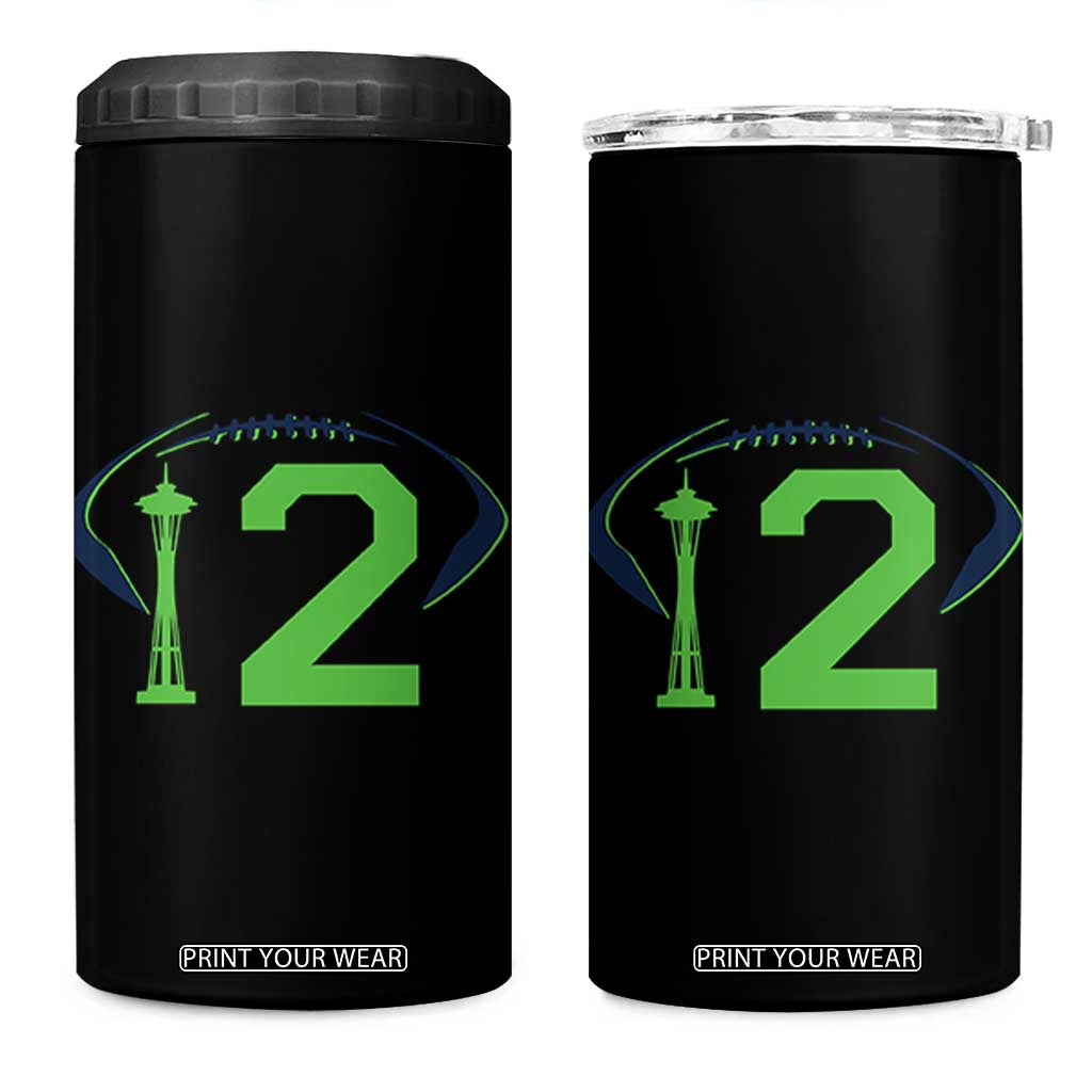 Space Needle Emerald City Number 12 4 in 1 Can Cooler Tumbler Sports Fan Pride TS12 One Size: 16 oz Black Print Your Wear
