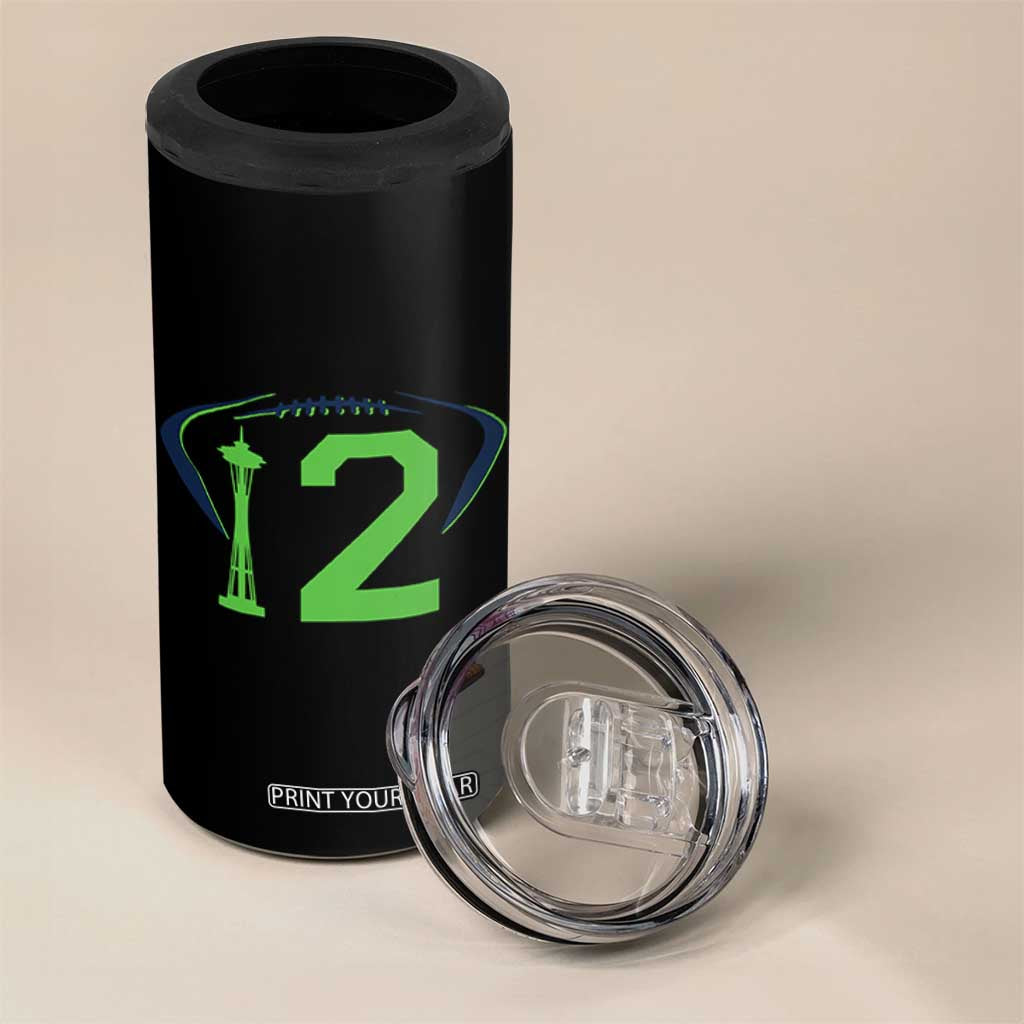 Space Needle Emerald City Number 12 4 in 1 Can Cooler Tumbler Sports Fan Pride