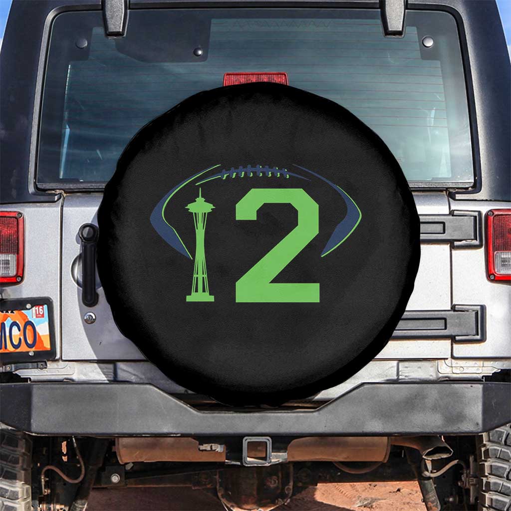 Space Needle Emerald City Number 12 Spare Tire Cover Sports Fan Pride TS12 No hole Black Print Your Wear