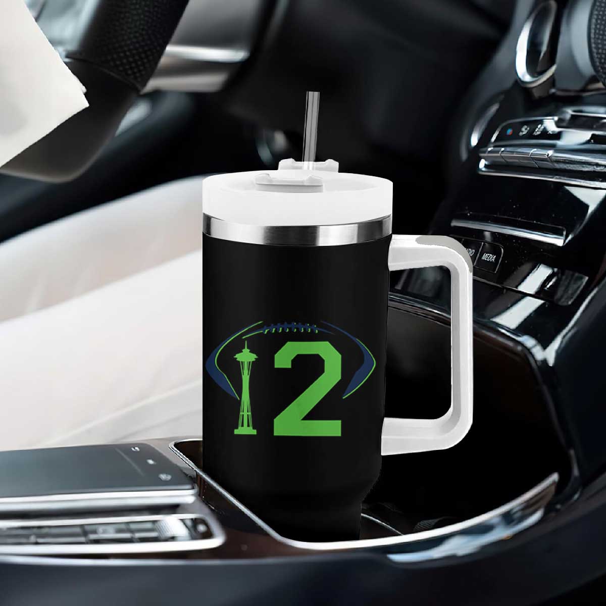 Space Needle Emerald City Number 12 Tumbler With Handle Sports Fan Pride
