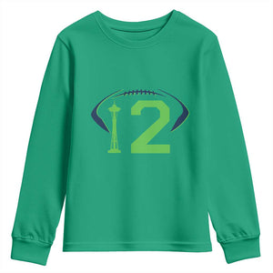 Space Needle Emerald City Number 12 Youth Sweatshirt Sports Fan Pride