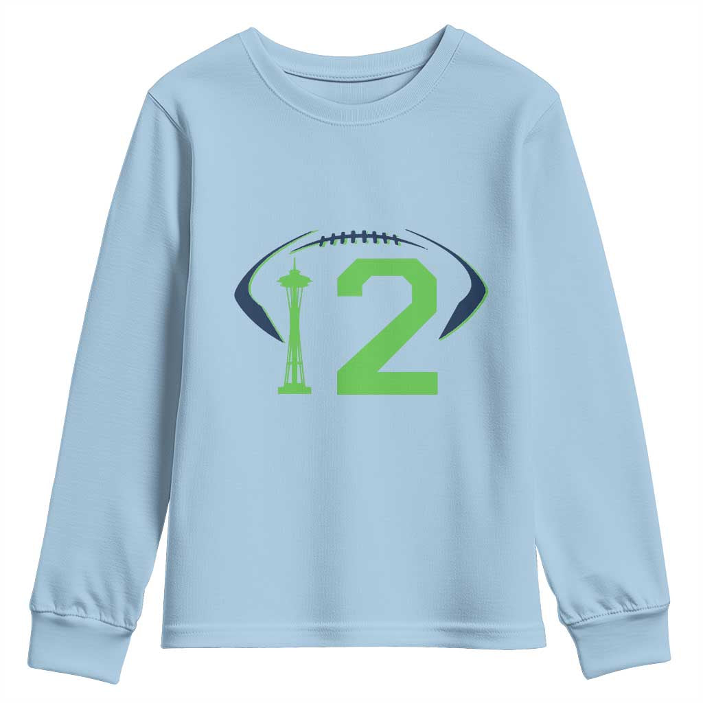 Space Needle Emerald City Number 12 Youth Sweatshirt Sports Fan Pride