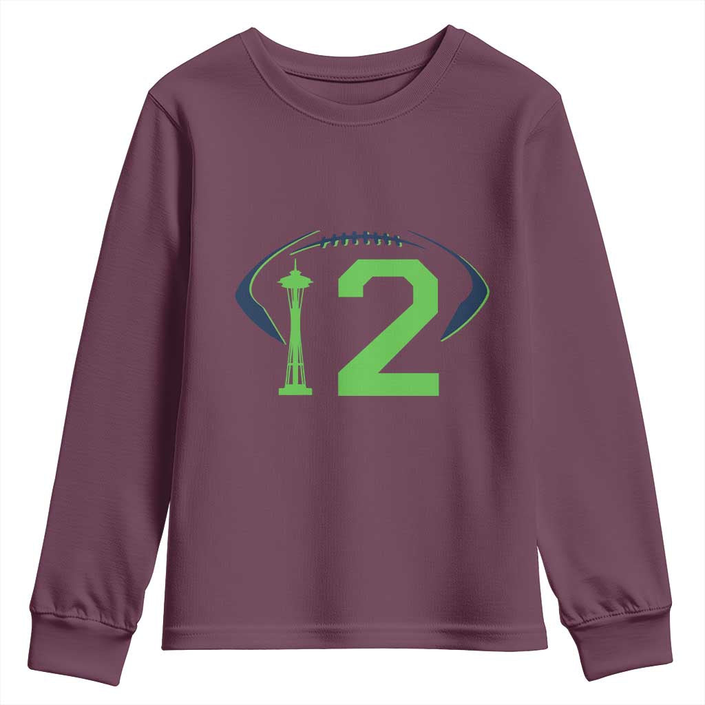 Space Needle Emerald City Number 12 Youth Sweatshirt Sports Fan Pride