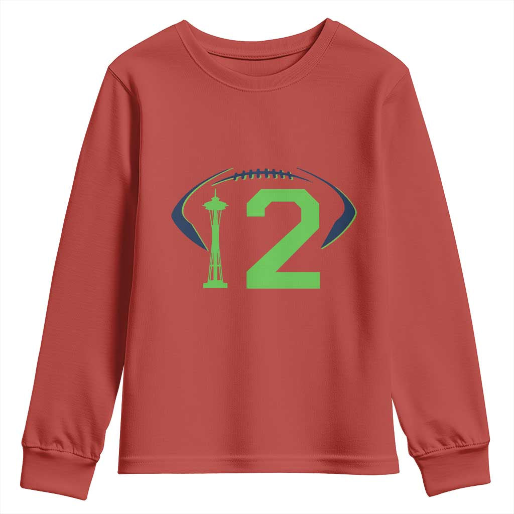 Space Needle Emerald City Number 12 Youth Sweatshirt Sports Fan Pride