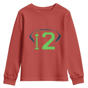 Space Needle Emerald City Number 12 Youth Sweatshirt Sports Fan Pride