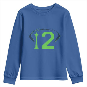 Space Needle Emerald City Number 12 Youth Sweatshirt Sports Fan Pride