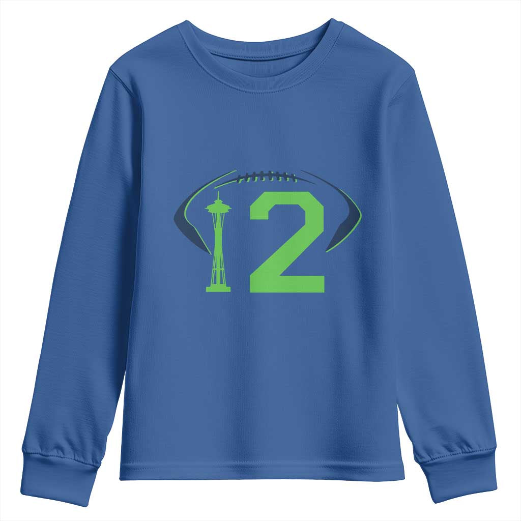 Space Needle Emerald City Number 12 Youth Sweatshirt Sports Fan Pride TS12 Royal Blue Print Your Wear