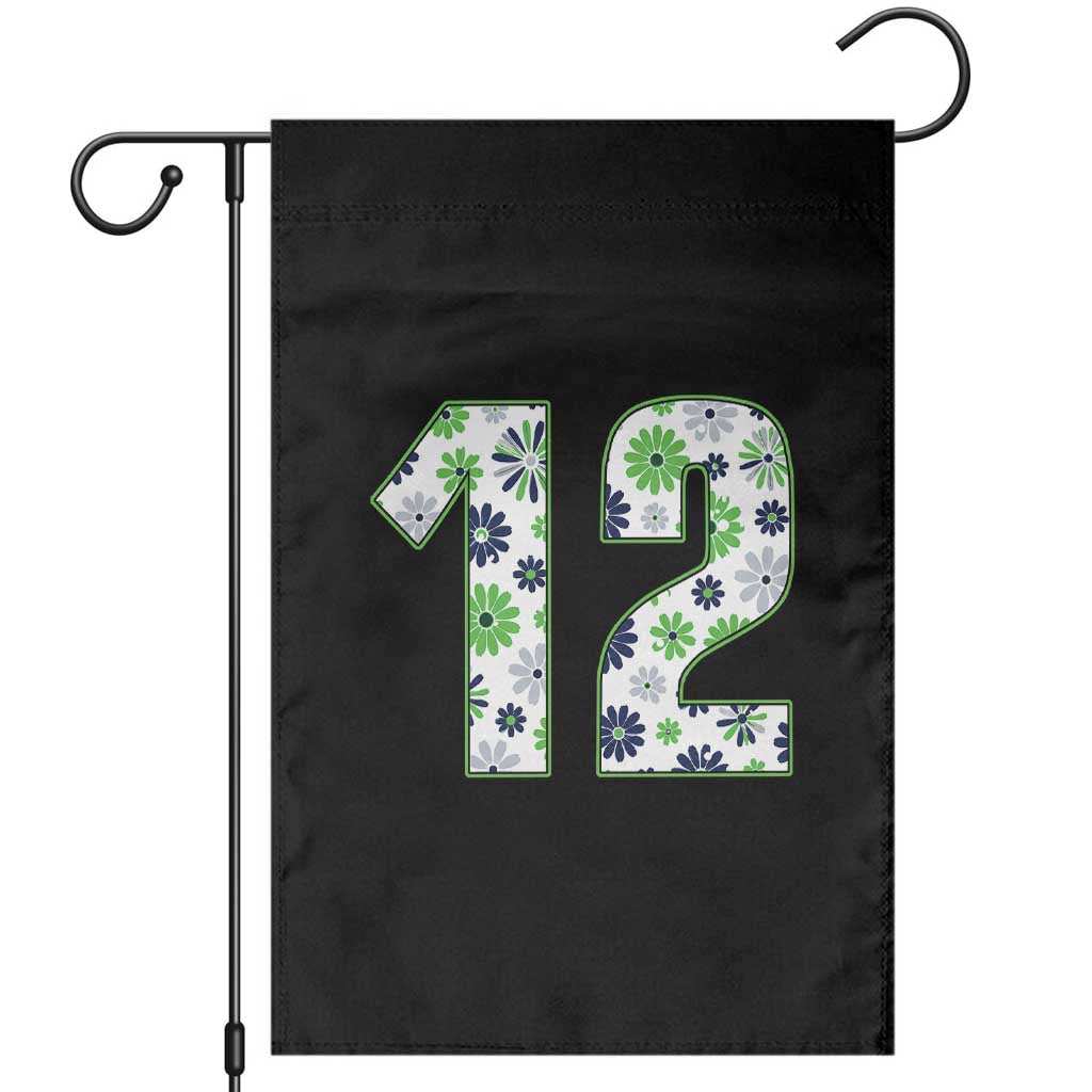 Floral Green Blue Game Day Garden Flag Number 12 Sports Fan TS12 Black Print Your Wear