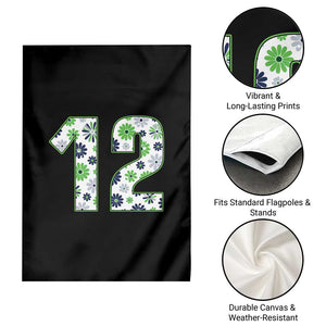 Floral Green Blue Game Day Garden Flag Number 12 Sports Fan