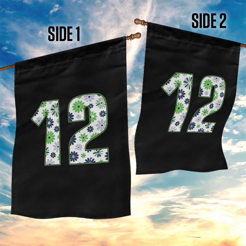 Floral Green Blue Game Day Garden Flag Number 12 Sports Fan