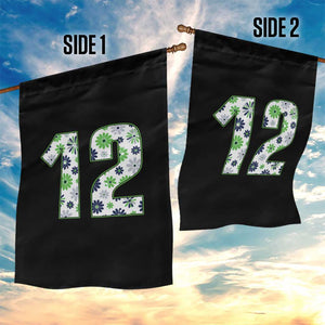 Floral Green Blue Game Day Garden Flag Number 12 Sports Fan