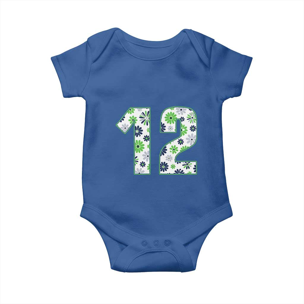 Floral Green Blue Game Day Baby Onesie Number 12 Sports Fan TS12 Royal Blue Print Your Wear