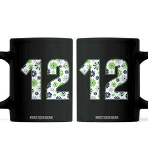 Floral Green Blue Game Day Coffee Mug Number 12 Sports Fan