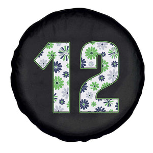 Floral Green Blue Game Day Spare Tire Cover Number 12 Sports Fan