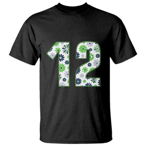 Floral Green Blue Game Day T Shirt Number 12 Sports Fan