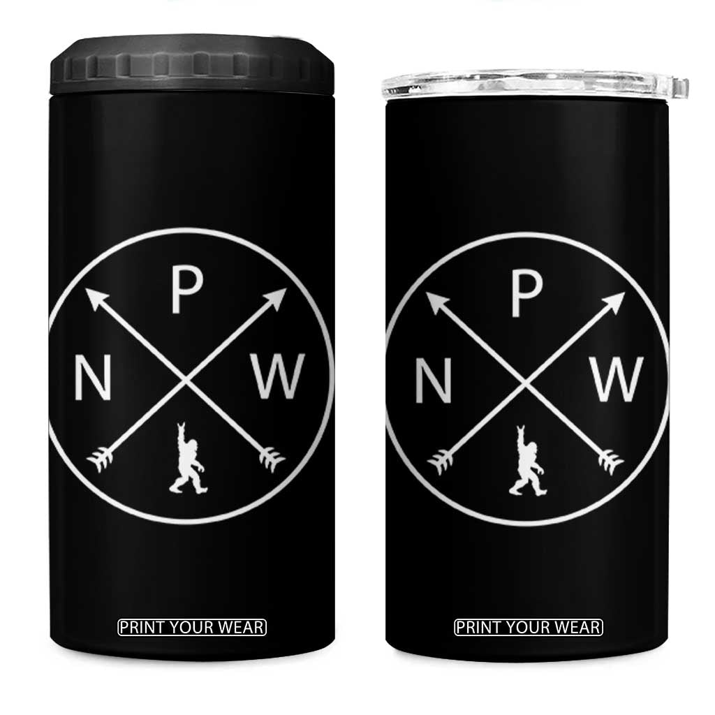 PNW Bigfoot Crossed Arrows Pacific Northwest Pride 4 in 1 Can Cooler Tumbler