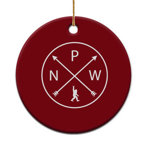 PNW Bigfoot Crossed Arrows Pacific Northwest Pride Ceramic Ornament