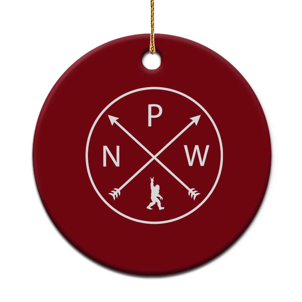 PNW Bigfoot Crossed Arrows Pacific Northwest Pride Ceramic Ornament TS12 1pc Red Print Your Wear
