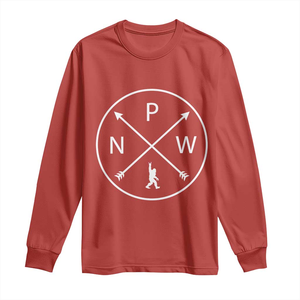 PNW Bigfoot Crossed Arrows Pacific Northwest Pride Long Sleeve Shirt