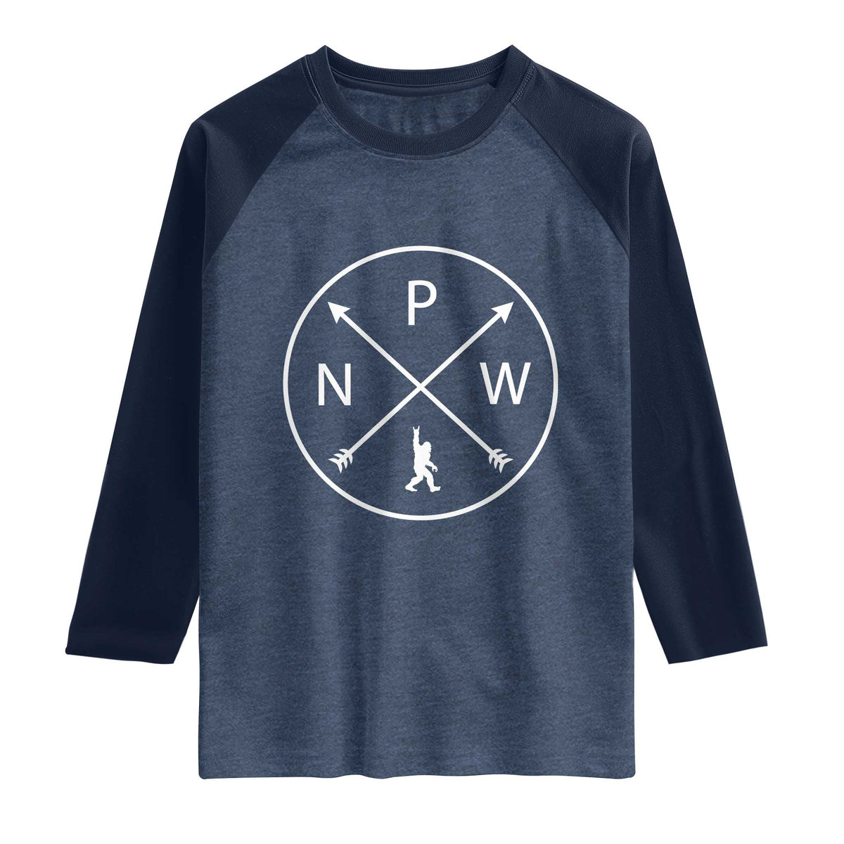 PNW Bigfoot Crossed Arrows Pacific Northwest Pride Raglan Shirt